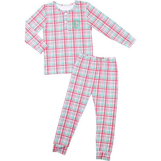Red And Green Plaid Knit Pajamas