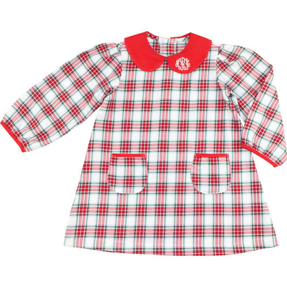 Red And Green Plaid Pocket Dress
