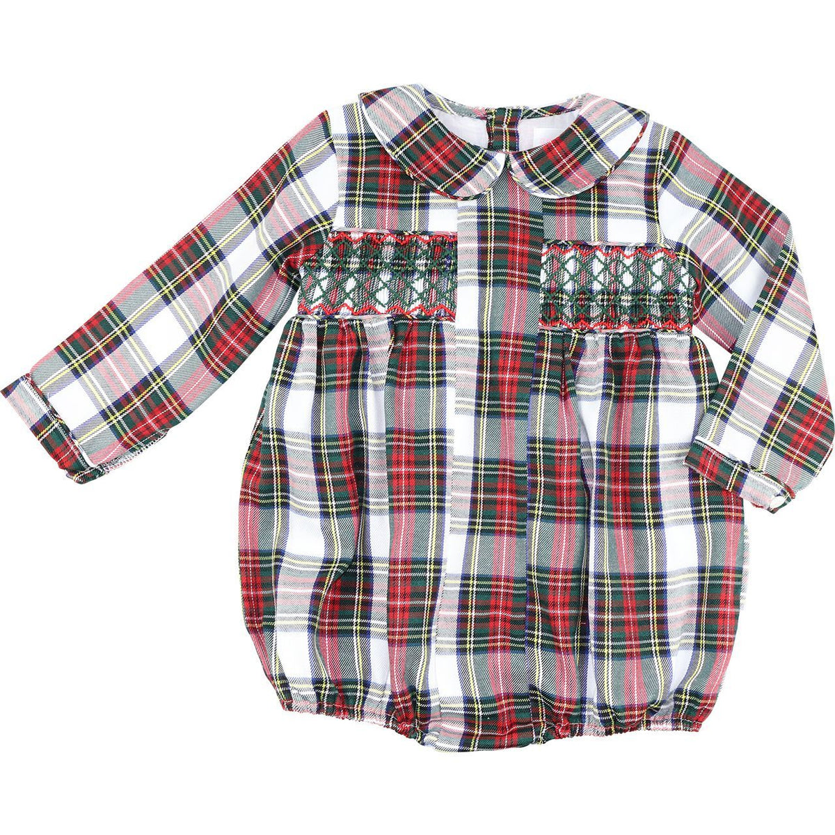 Red And Green Tartan Smocked Bubble