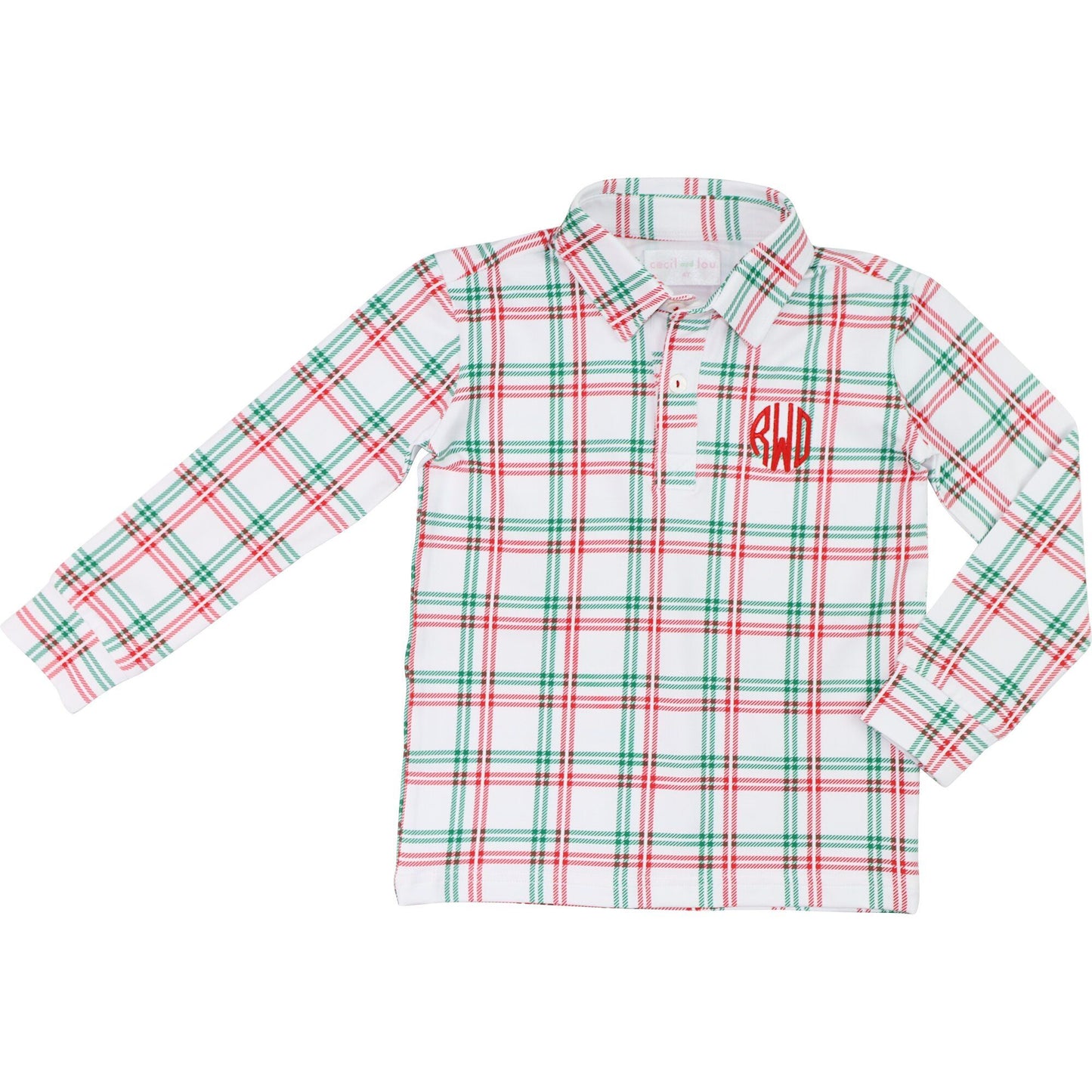 Red And Green Windowpane Check Knit Polo