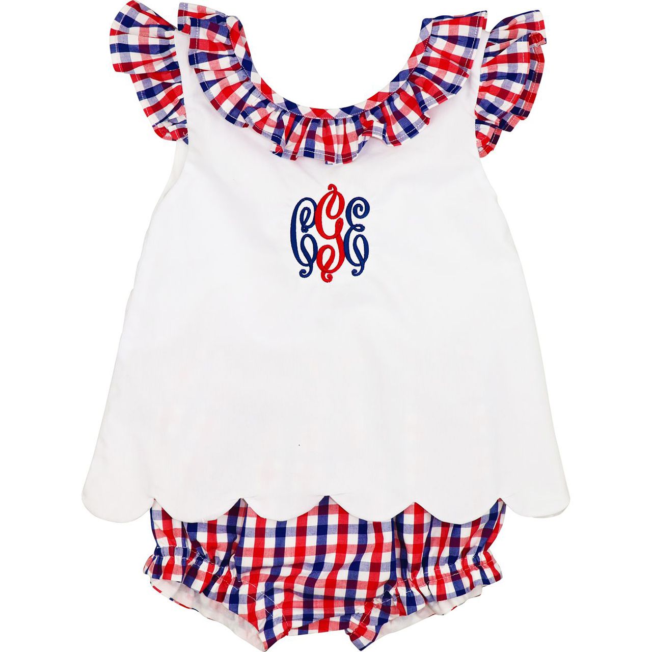 Red And Navy Check Diaper Set