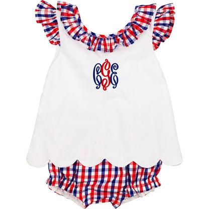 Red And Navy Check Diaper Set