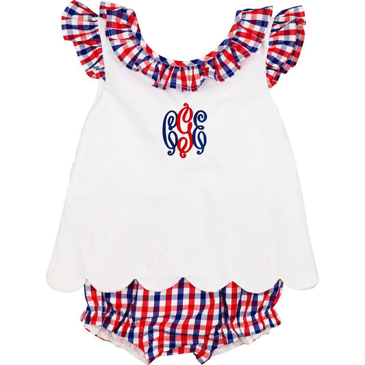 Red And Navy Check Diaper Set