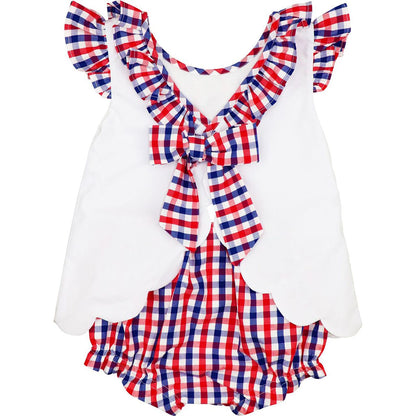 Red And Navy Check Diaper Set