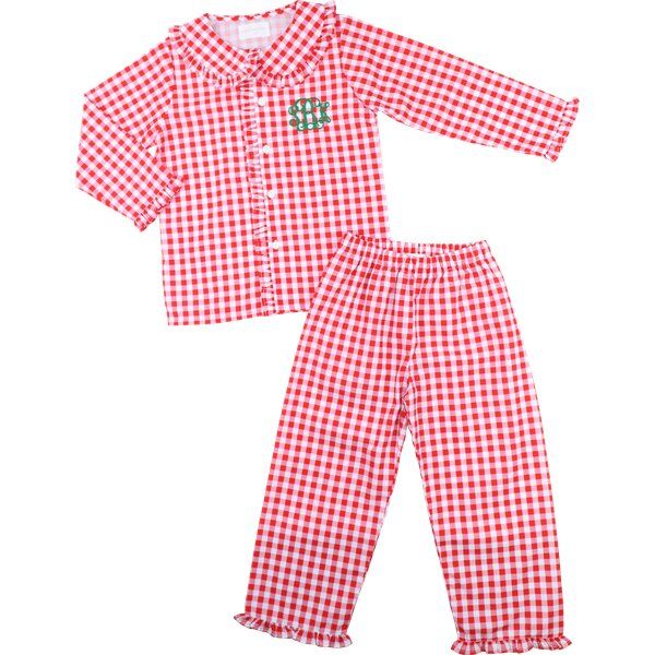Red And White Check Ruffle Pajamas