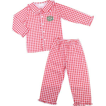 Red And White Check Ruffle Pajamas