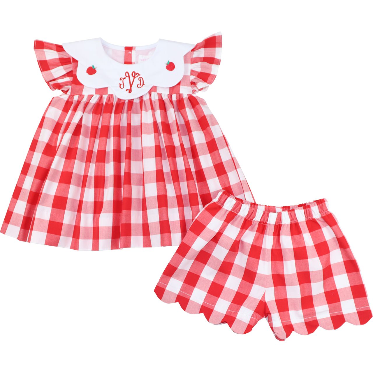 Red Check Apple Short Set