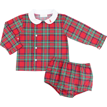 Red Christmas Plaid Diaper Set
