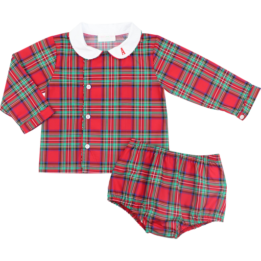 Red Christmas Plaid Diaper Set