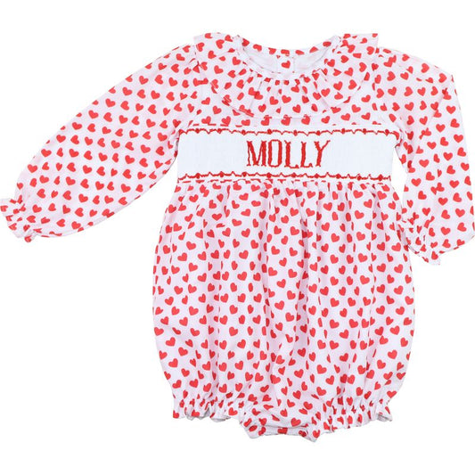 Red Custom Smocked Hearts Bubble