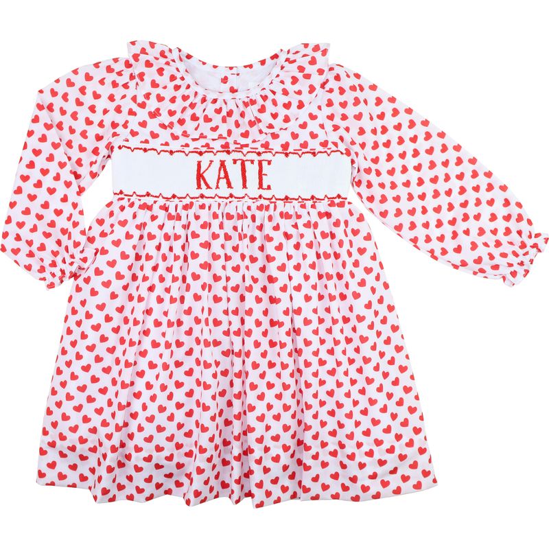 Red Custom Smocked Hearts Dress