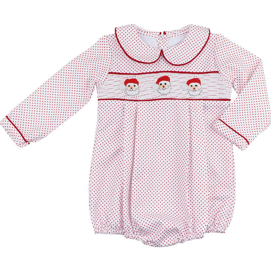 Red Dot Pique Smocked Santa Bubble