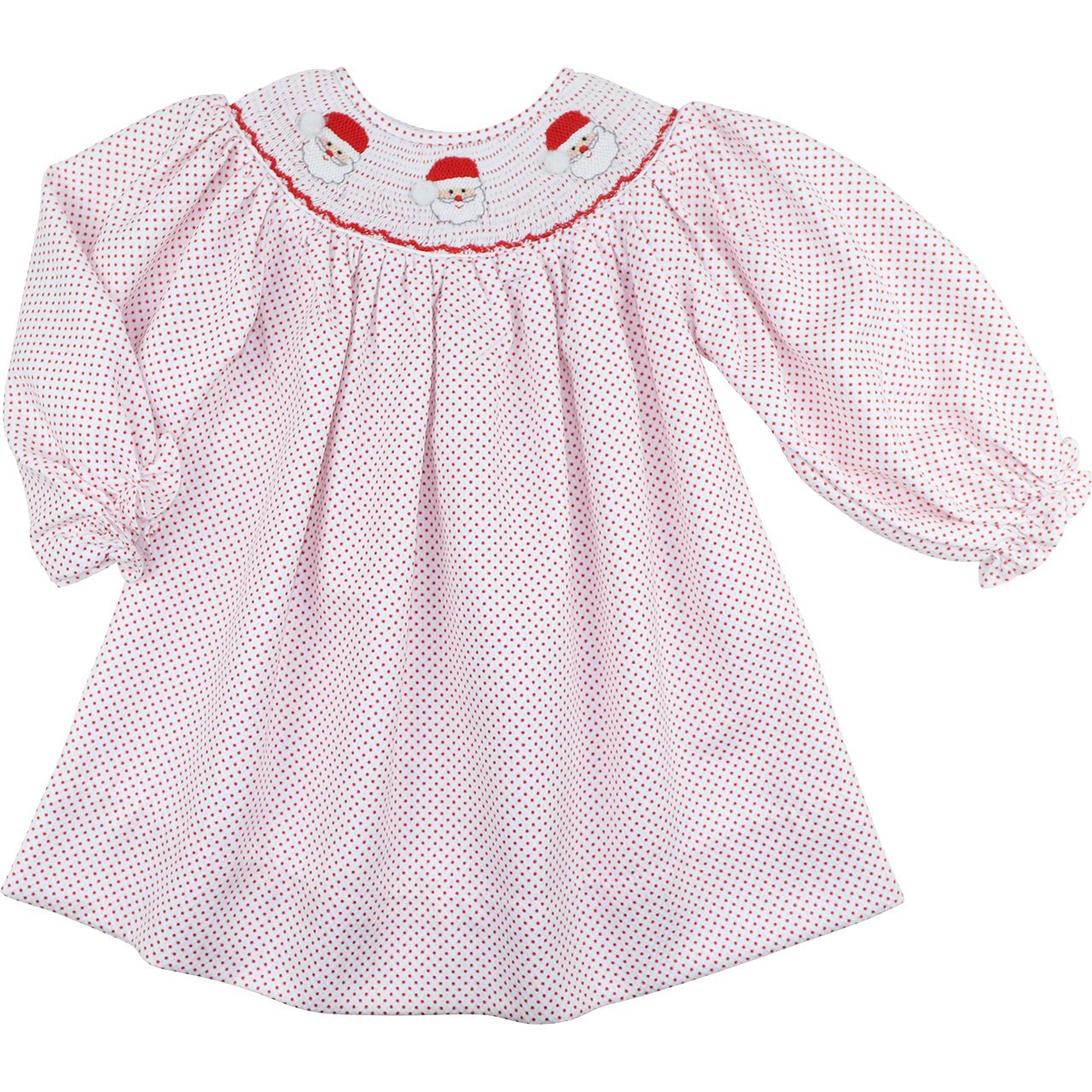 Red Dot Pique Smocked Santa Dress