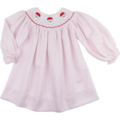 Red Dot Pique Smocked Santa Dress