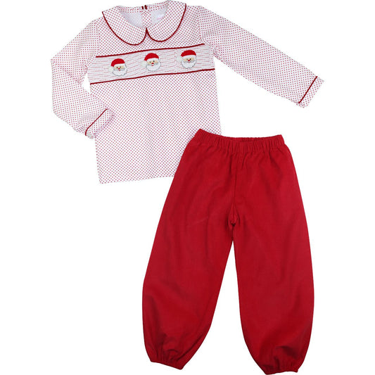 Red Dot Pique Smocked Santa Pant Set