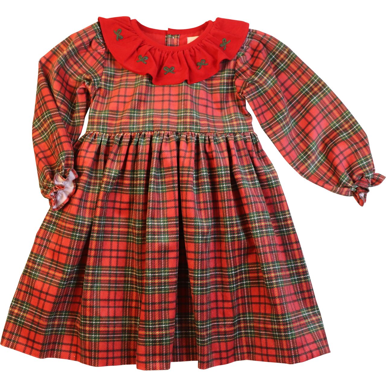 Red Embroidered Corduroy Dress