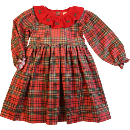 Red Embroidered Corduroy Dress