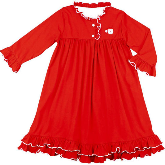 Red Embroidered Santa Nightgown