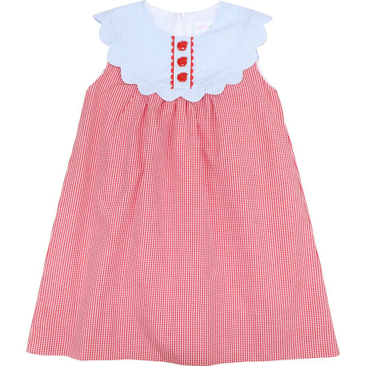 Red Gingham Apple Button Dress