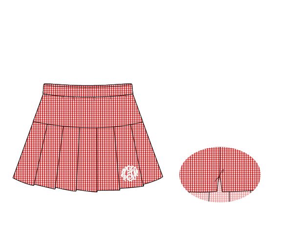 Red Gingham Pleated Tennis Skirt