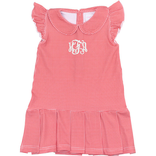 Red Gingham Tennis Dress On A White Background