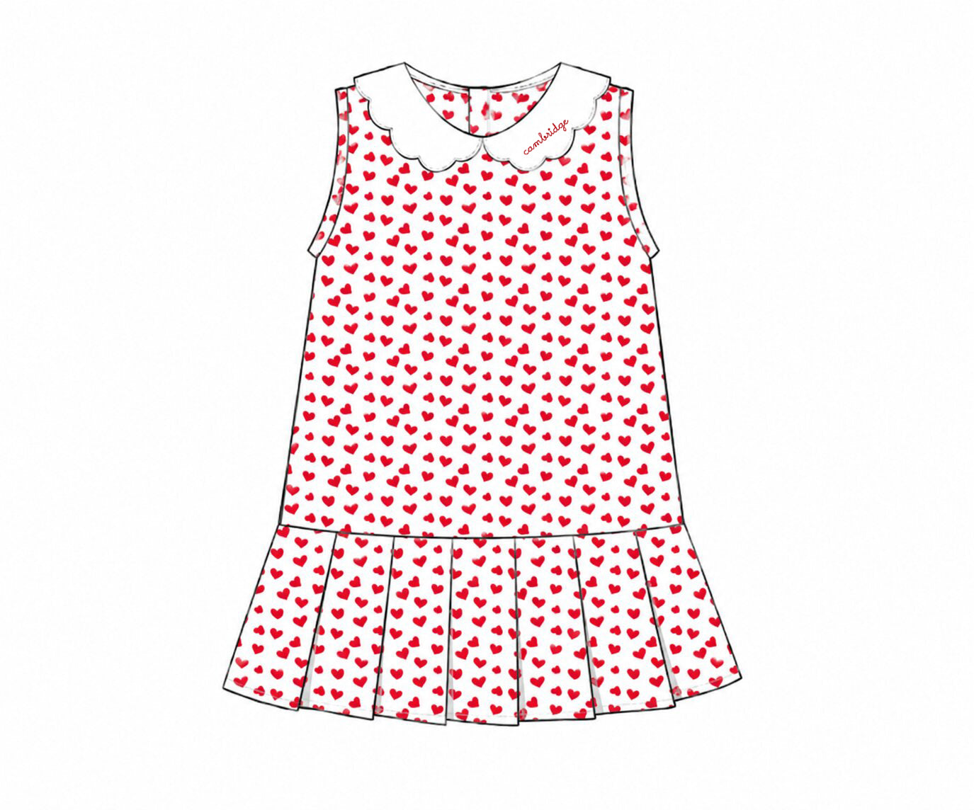 Red Heart Print Knit Tennis Dress3
