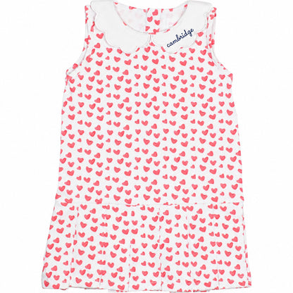 Red Heart Print Knit Tennis Dress with navy monogram1