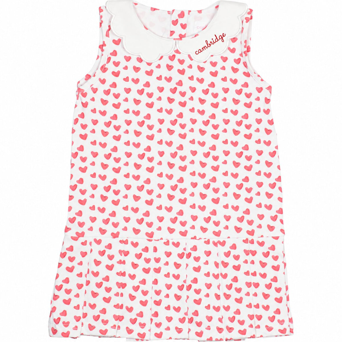 Red Heart Print Knit Tennis Dress with red monogram