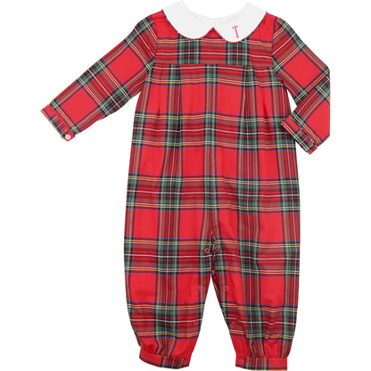 Red Holiday Plaid Long Romper