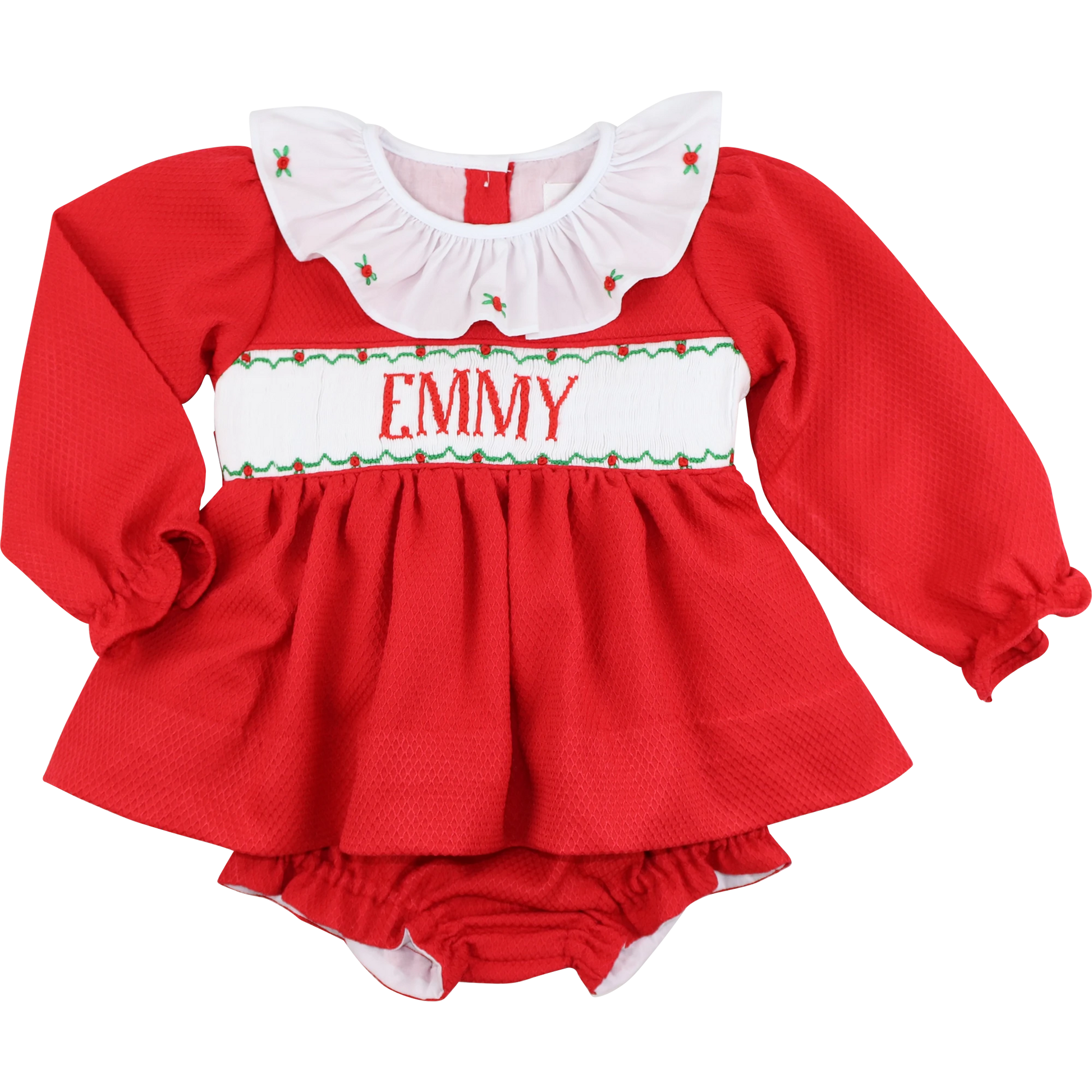 Red Honeycomb Custom Smocked Diaper Set