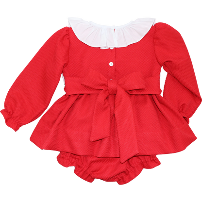 Red Honeycomb Custom Smocked Diaper Set