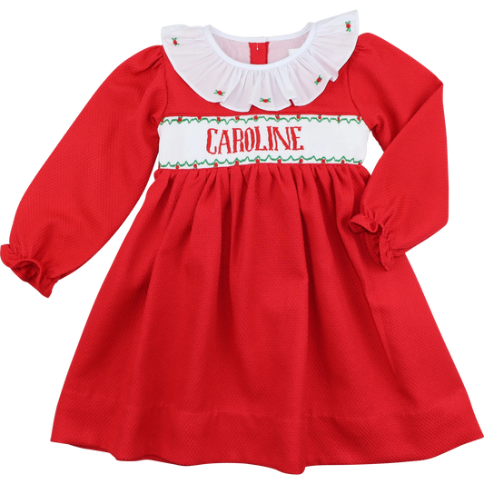 Red Honeycomb Custom Smocked Dress