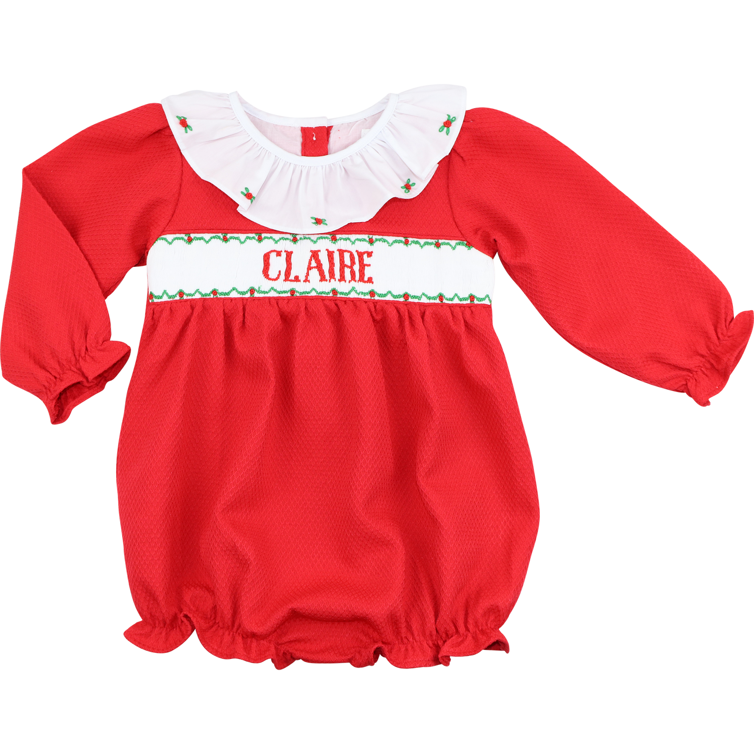Red Honeycomb Custom Smocked Ruffle Bubble