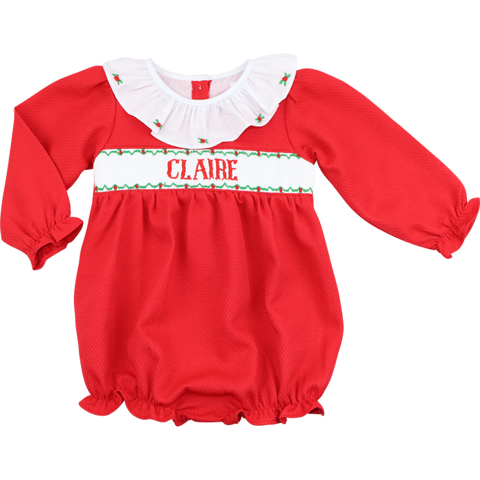 Red Honeycomb Custom Smocked Ruffle Bubble
