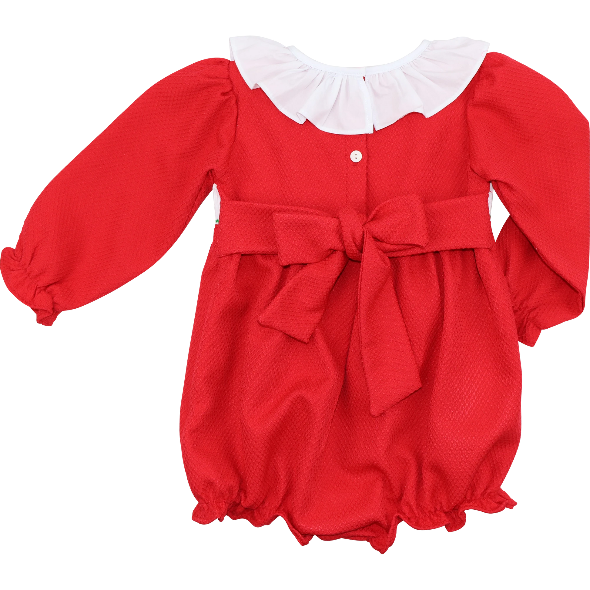 Red Honeycomb Custom Smocked Ruffle Bubble
