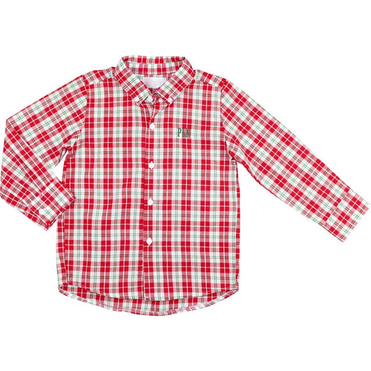 Red Plaid Button Down Shirt