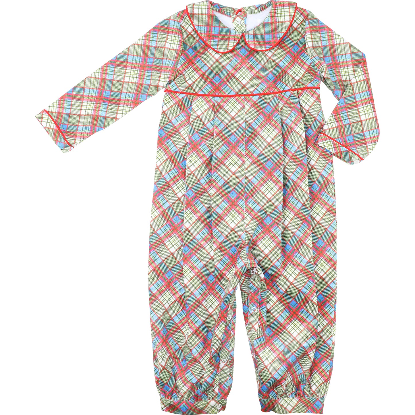 Red Plaid Corduroy Long Romper
