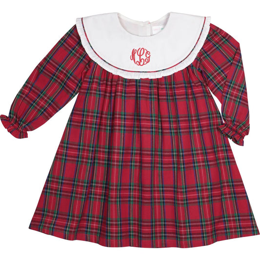 Red Plaid Round Collar Dress