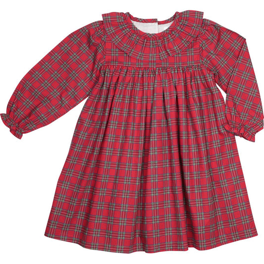 Red Plaid Ruffle Collar Dress