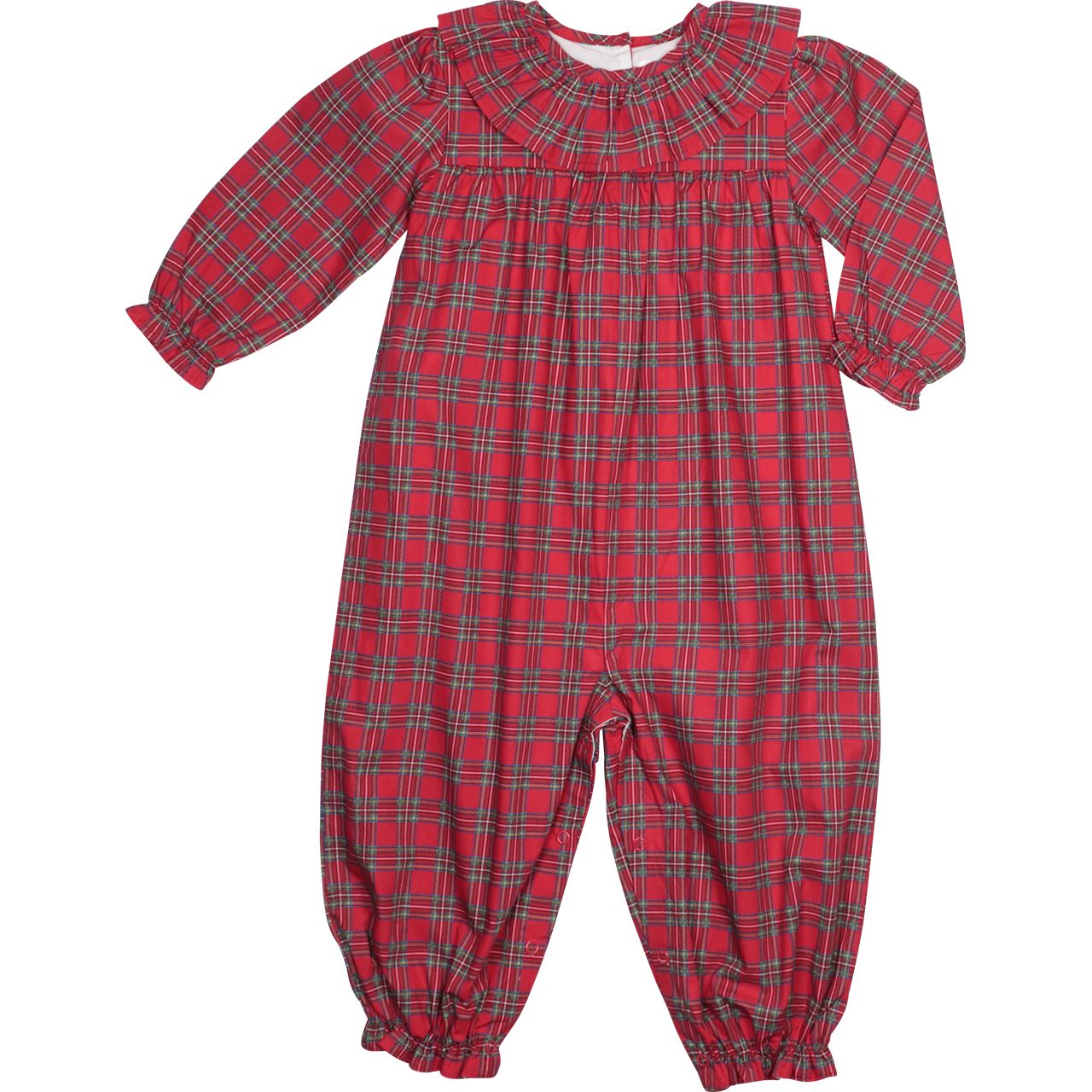Red Plaid Ruffle Collar Long Bubble
