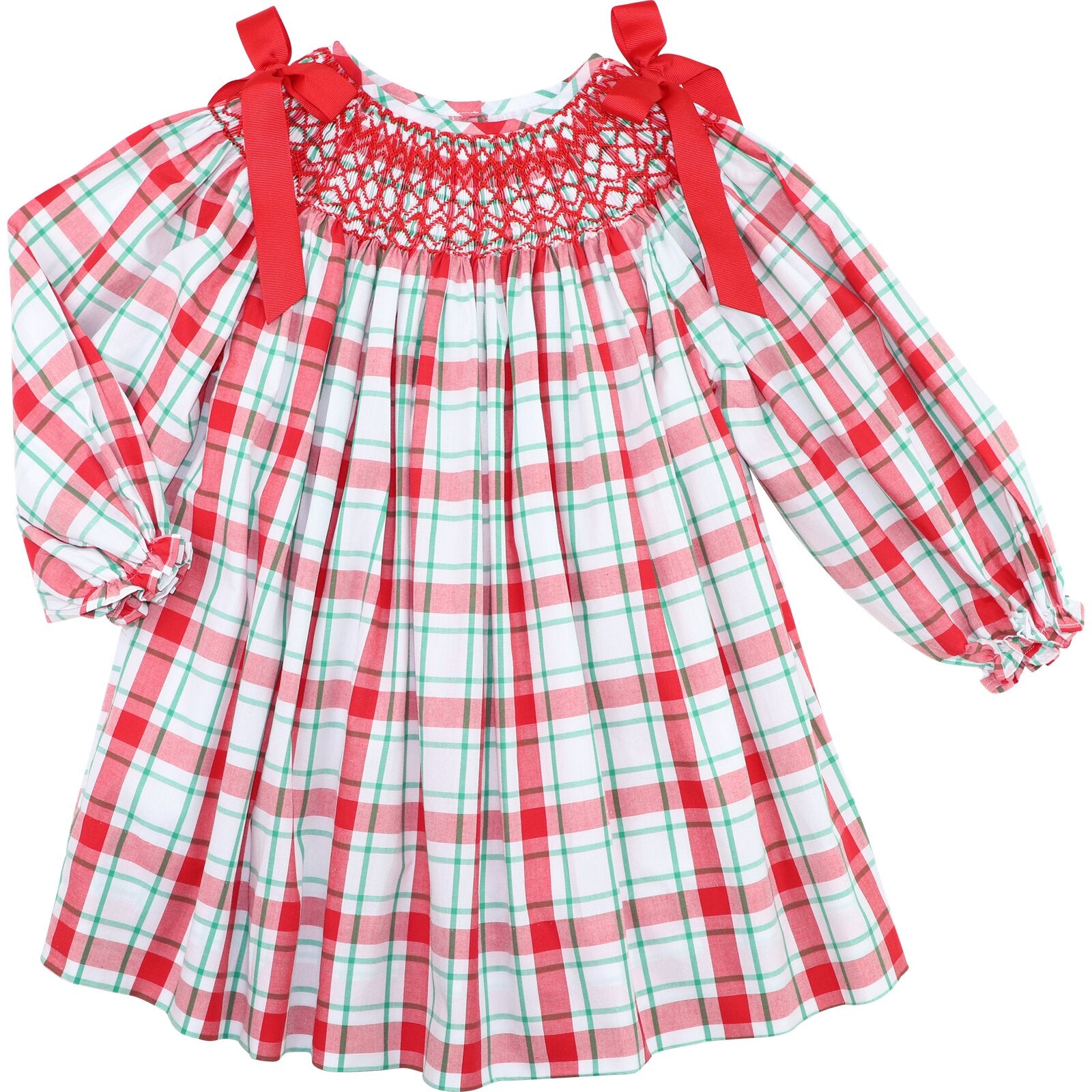 Red Plaid Smocked Dress