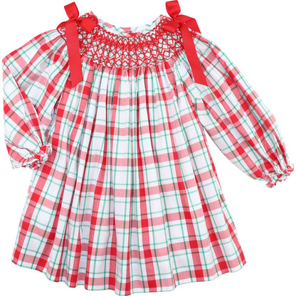Red Plaid Smocked Dress