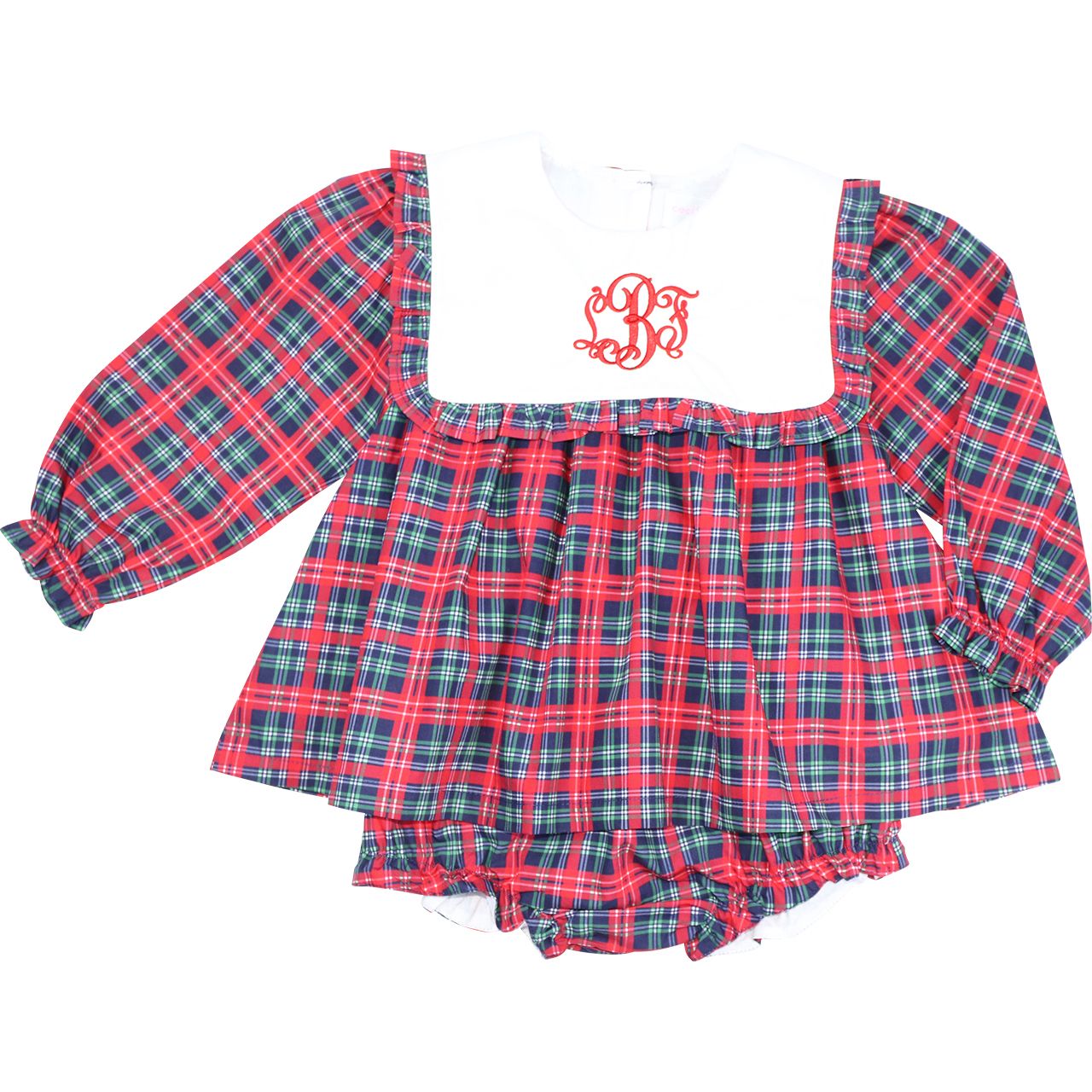 Red Plaid Square Collar Diaper Set
