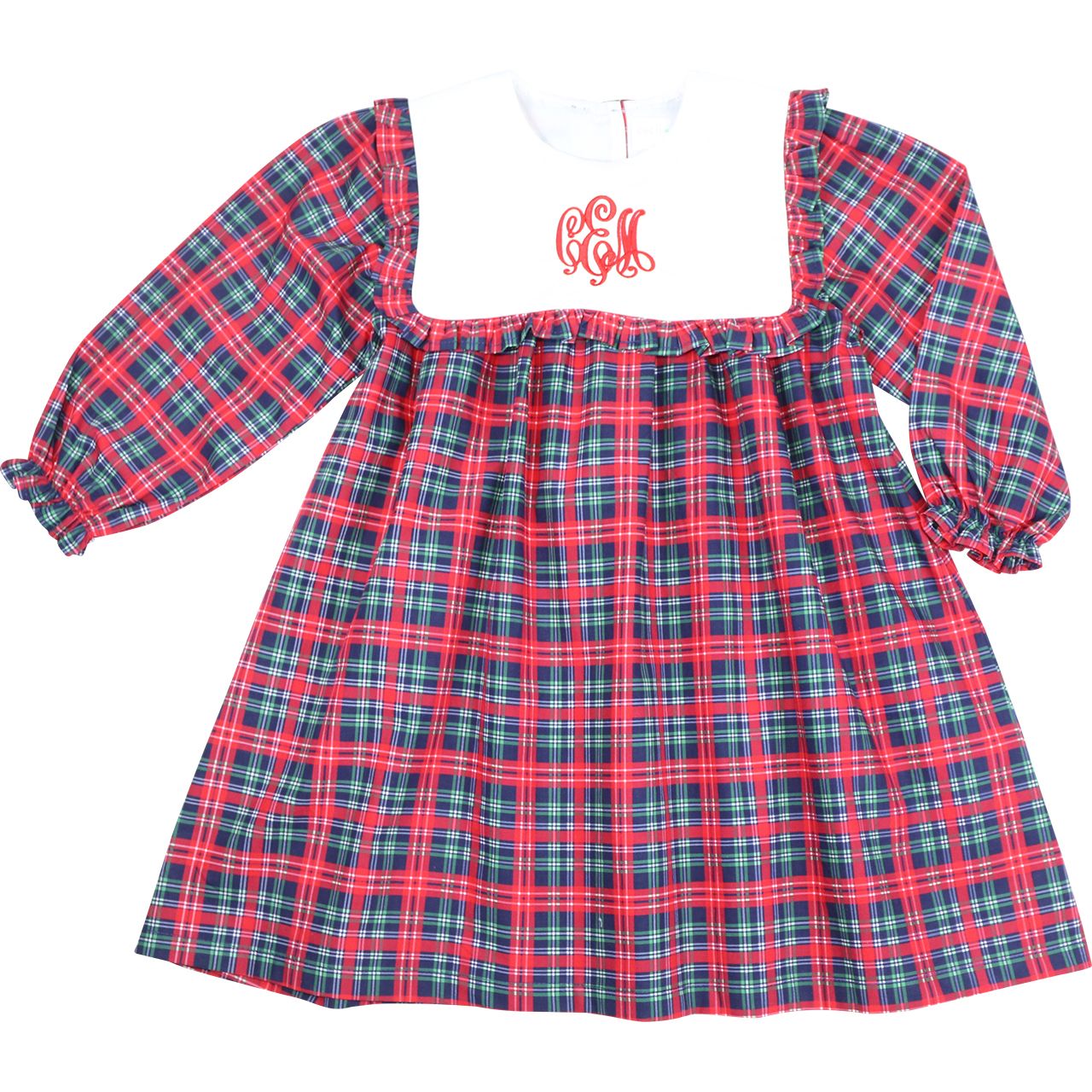 Red Plaid Square Collar Dress