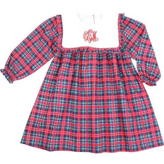 Red Plaid Square Collar Dress
