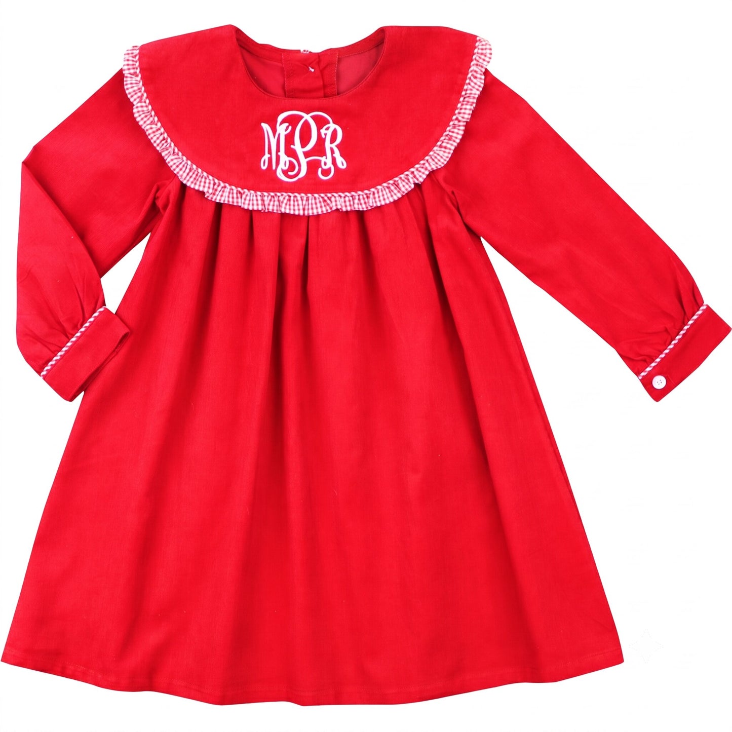 Red Ruffle Corduroy Dress