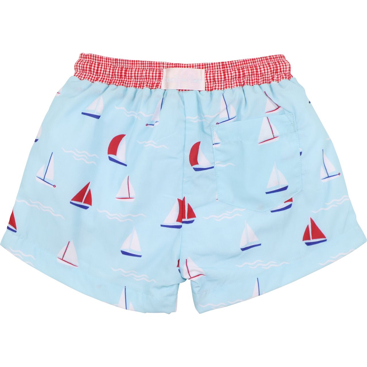 Red Sailboat Swim Trunks