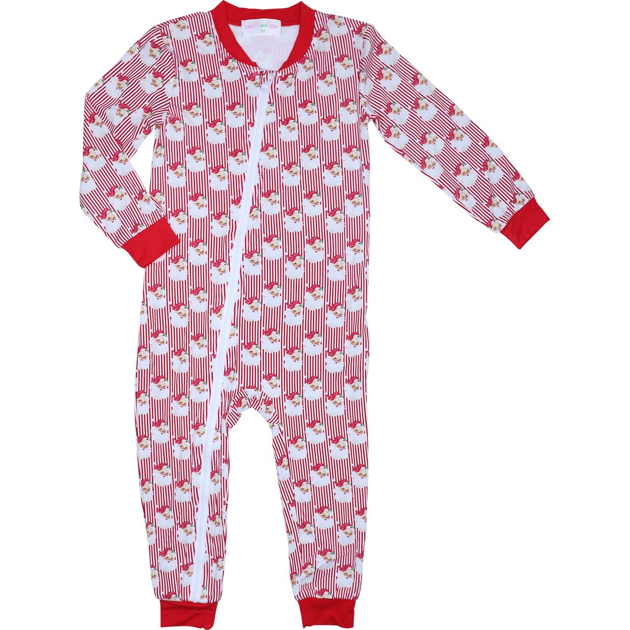 Red Santa Knit Zipper Pajamas