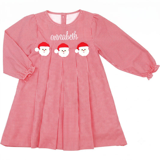 Red Stripe Applique Santa Dress
