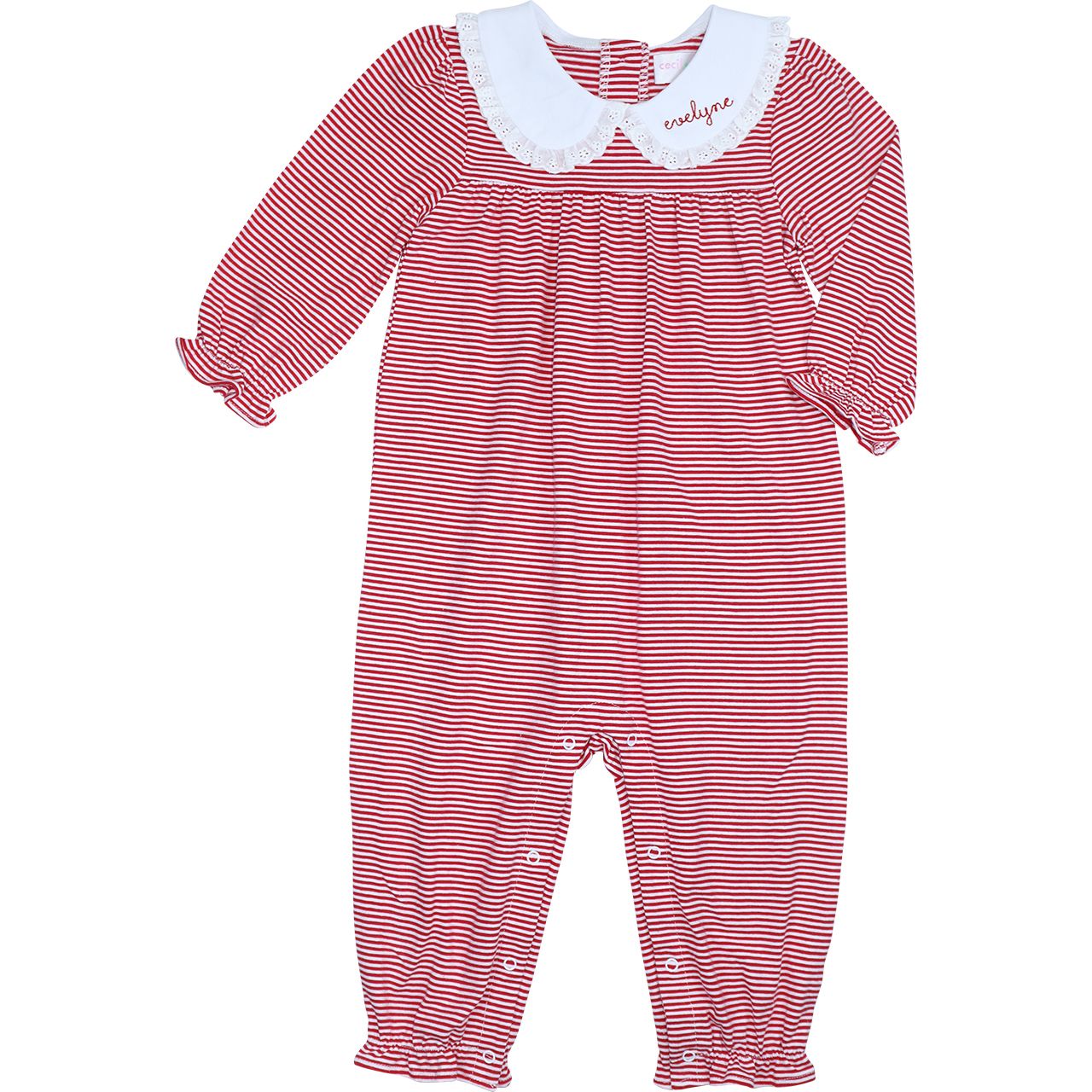 Red Stripe Knit Eyelet Long Bubble